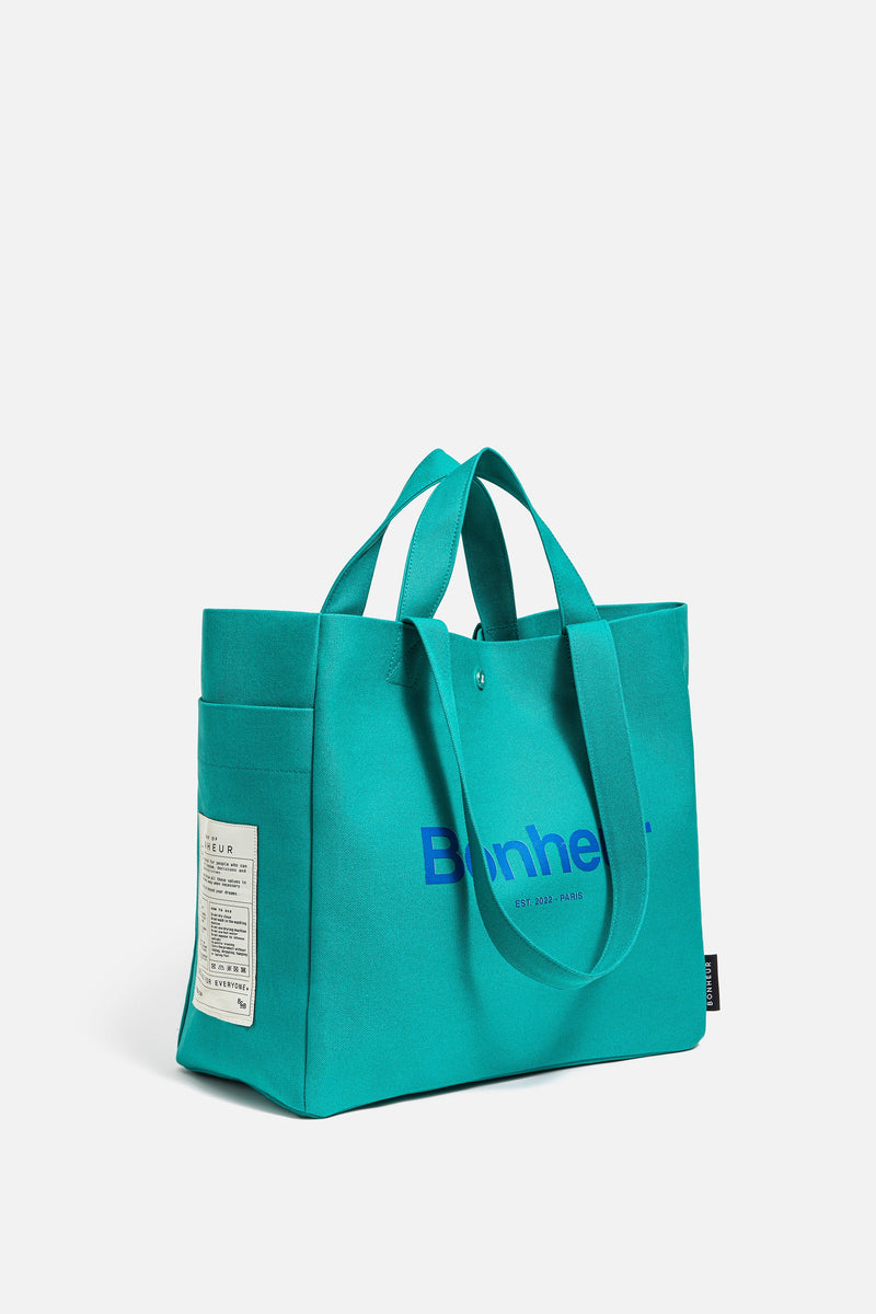 N°4 Canvas Cotton Bag- Aqua Blue