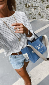 Canvas Parisian Blue Small Tote Bag